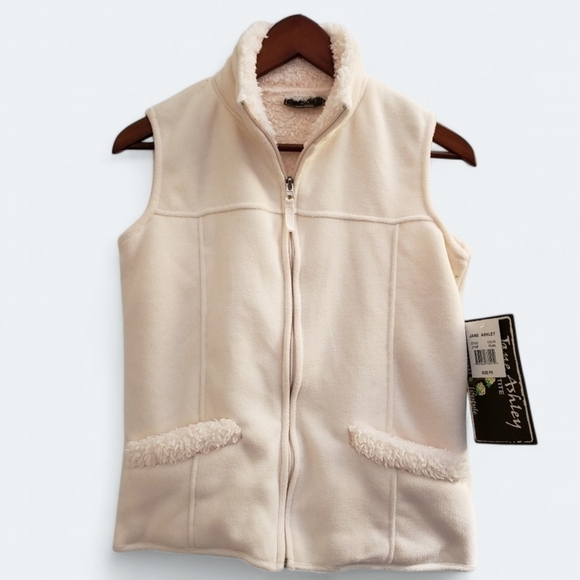 Jane Ashley Cozy Winter White ivory Vest Size Petite Small - Picture 1 of 11
